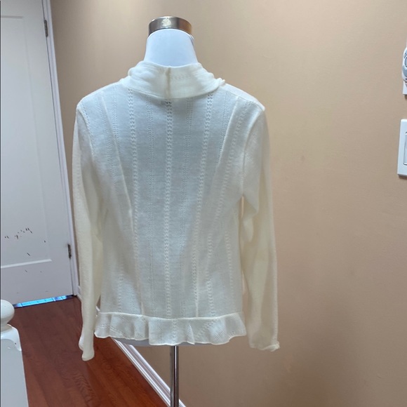White Draped Cardigan Sweater - Picture 2 of 5